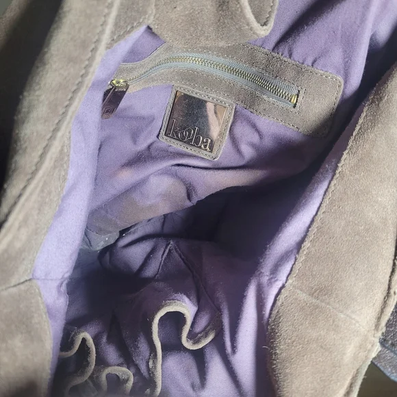 Kooba Jonnie Brown Suede Leather Handbag Purse - Picture 5 of 7